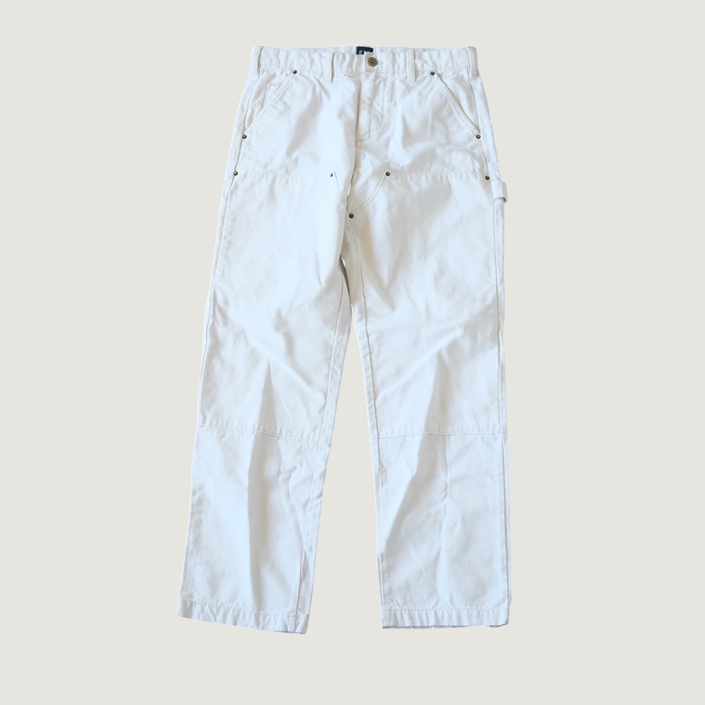 GAP Vintage Carpenter Pant White Cotton Canvas Utility Workwear 28 x 30